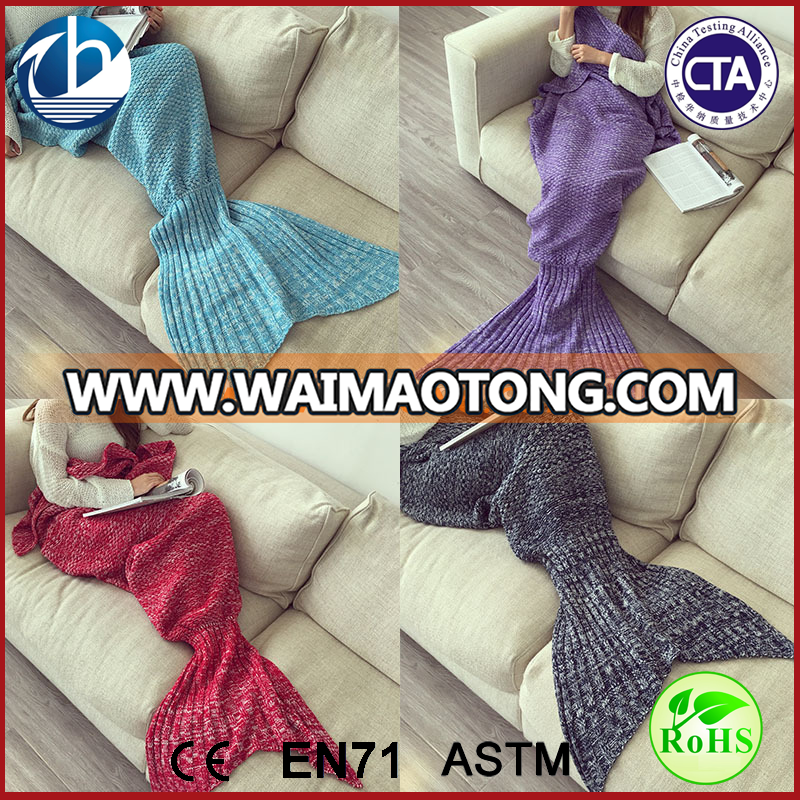 Knitted Mermaid Tail Blanket Adult Knitted Sofa Bed Throw Blankets Mermaid Sleeping Bag95x195cm Mermaid Blanket